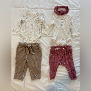Jessica Simpson Floral Baby Outfit Set in white, Pink and Brown